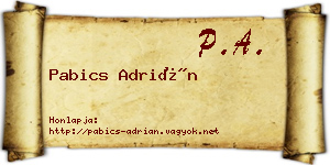 Pabics Adrián névjegykártya